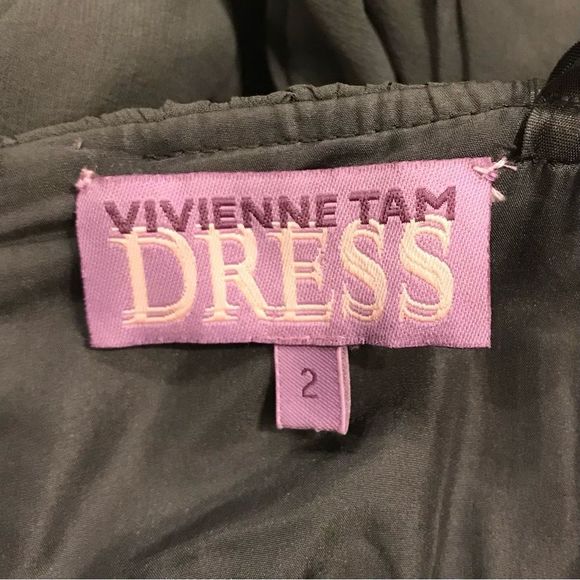 VIVIANNE TAM DRESS SILK GREY GRAY LAYERS FLOWY BABYDOLL SWEETHEART STRAPLESS - Picture 6 of 15